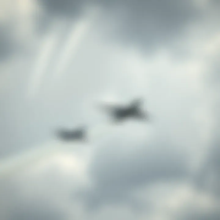 Two planes releasing trails of vapor while flying through overcast skies during a trip to Ibiza.