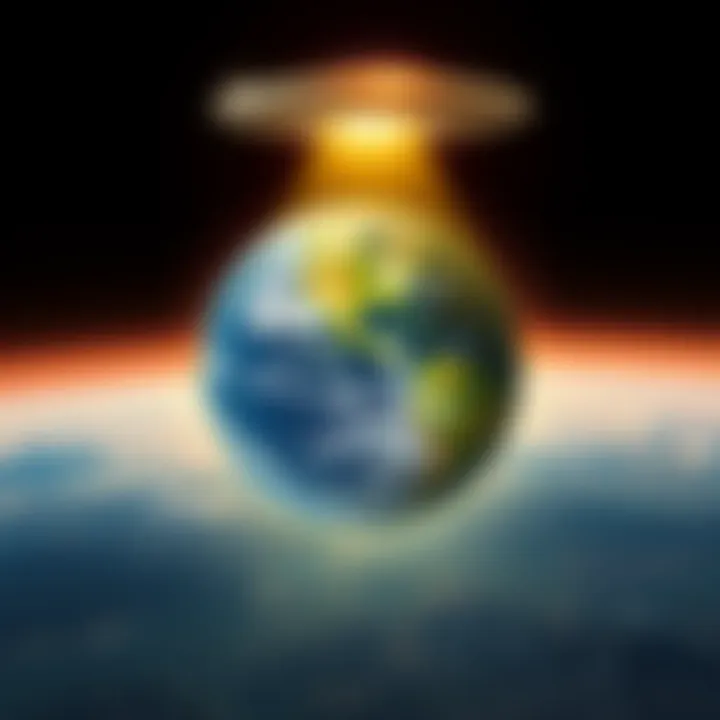 A glowing UFO hovering above the Earth, symbolizing a call for alien assistance in a time of need.