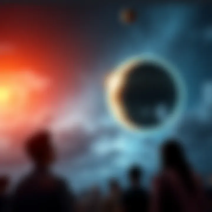 A vivid illustration of Planet X, resembling Nibiru, appearing prominently in the night sky, with people gazing up in awe.