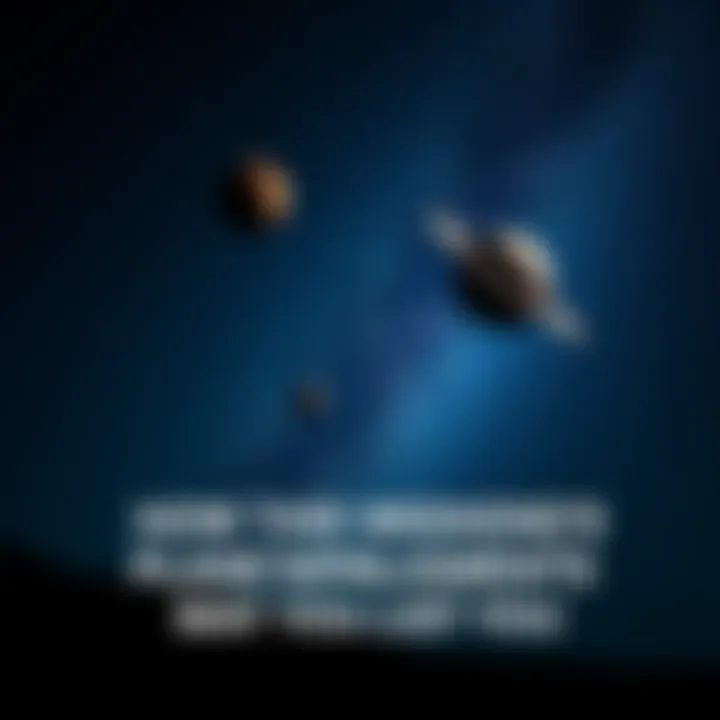 A view of the night sky showing planets aligning with Pluto in the background, surrounded by stars.