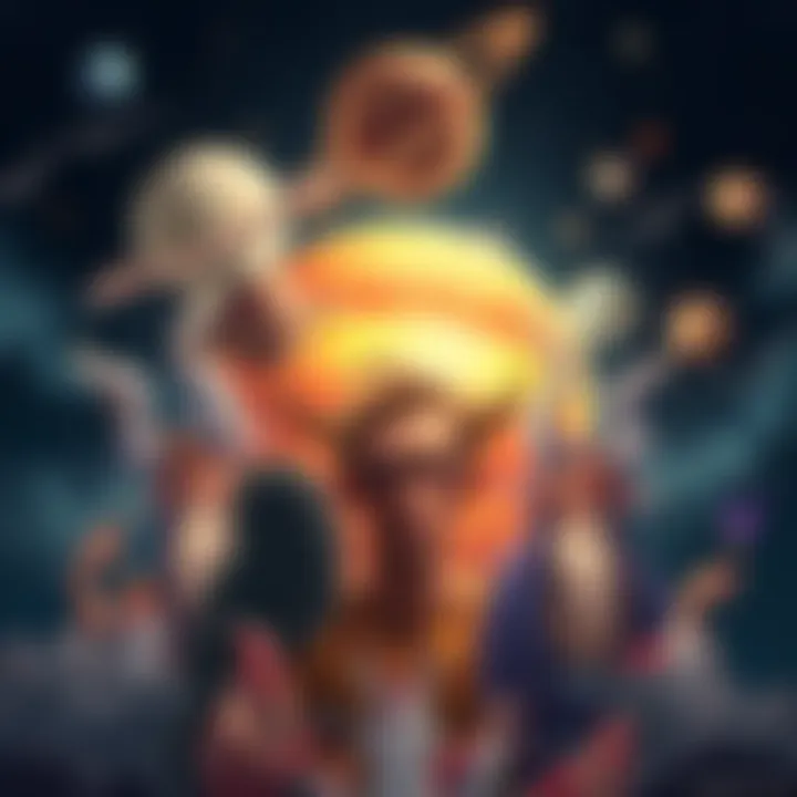 An illustration of planets surrounded by various spirits represented as Dukes and Marquises, showcasing their emotional characteristics influenced by planetary ties.