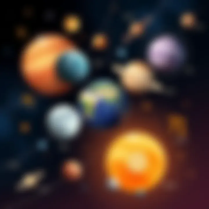 An illustration showing various planets with symbols related to astrology, highlighting functional malefics and benefics with an emphasis on ascendant impacts.