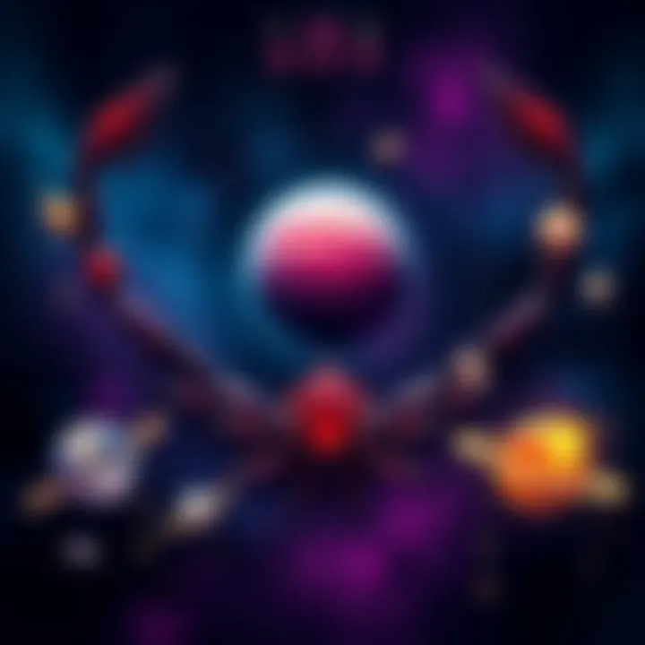 Illustration showing planets representing Scorpio and the 8th house with dark, mysterious colors symbolizing secrecy and transformation