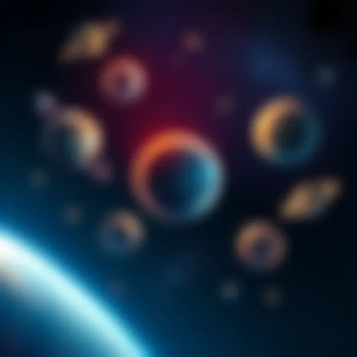An illustration showing various planets floating in space, highlighted individually to represent their solitary nature without aspects connecting them.