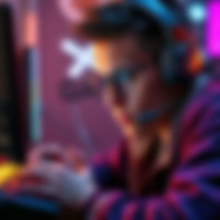 A gamer deeply focused on a character-driven video game, showcasing intense emotions and engagement while playing