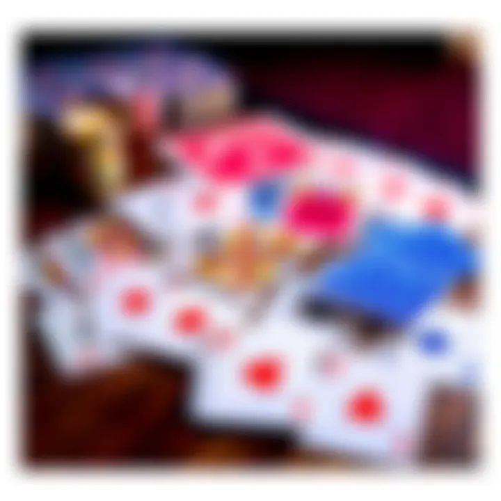 A spread of colorful playing cards laid out on a table, inviting participants to ask questions for readings in the comments.