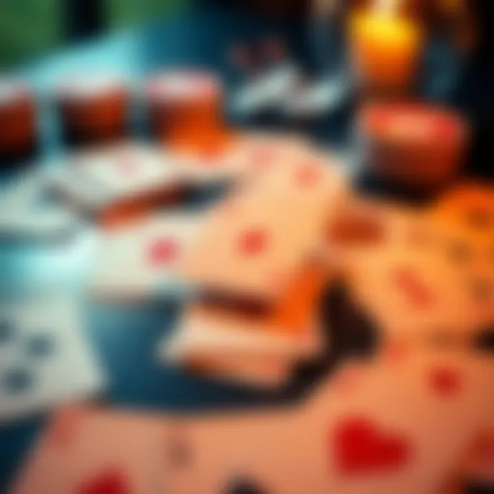 A spread of playing cards on a table, used for Yes/No readings, with one card prominently displayed