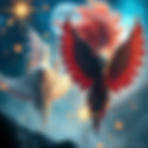 A creative representation of celestial beings inspired by Pleiadian lore and elements reminiscent of a fantasy series, featuring bright stars and cosmic imagery.