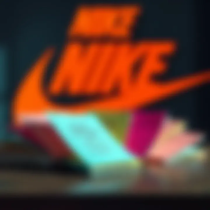 A collection of colorful poems on a table with a Nike symbol in the background
