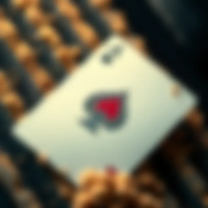 A close-up view of a poker card found in a dusty heater filter, highlighting the card's design and surroundings