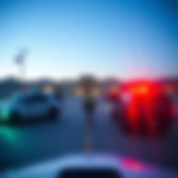 A still image showing police bodycam footage revealing a view of Area 51's gate with a guard and military vehicles nearby