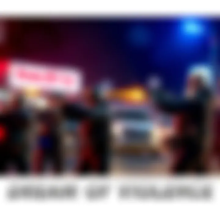 Police officers shooting at older white men resembling mountain men in a dramatic dream depiction.