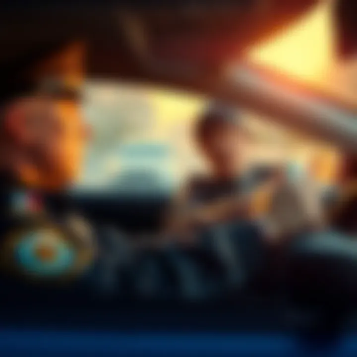 A police officer talking to a driver during a traffic stop, with a focus on the driver's expression reflecting anxiety and curiosity about their astrological sign.