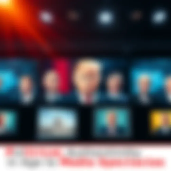 Political Figures and Media Representation A group of political figures appearing on screens, emphasizing how media shapes their personas and authenticity.