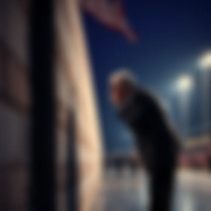An American politician leaning in to kiss a large wall during a ceremony, symbolizing a political tradition.