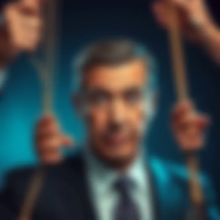 A politician with puppet strings attached, symbolizing claims of outside influence in politics.