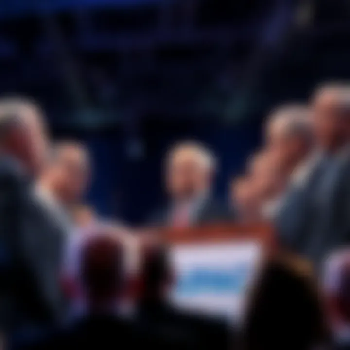 A diverse group of politicians speaking at an AIPAC event, showing unity across party lines