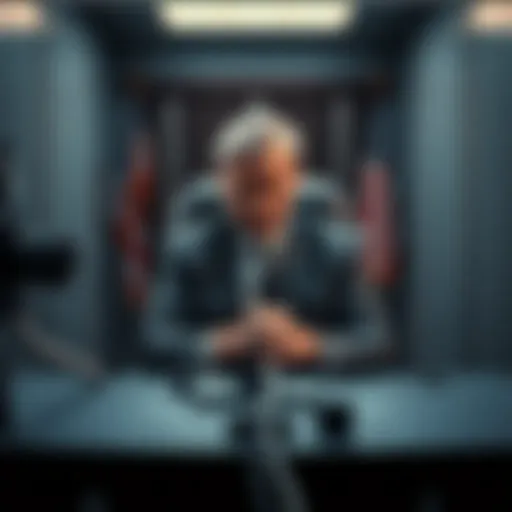 A politician sits nervously in a chair connected to a polygraph machine, illustrating the discussion on accountability in leadership.