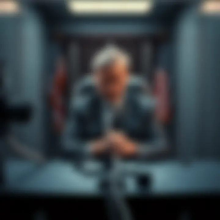 A politician sits nervously in a chair connected to a polygraph machine, illustrating the discussion on accountability in leadership.