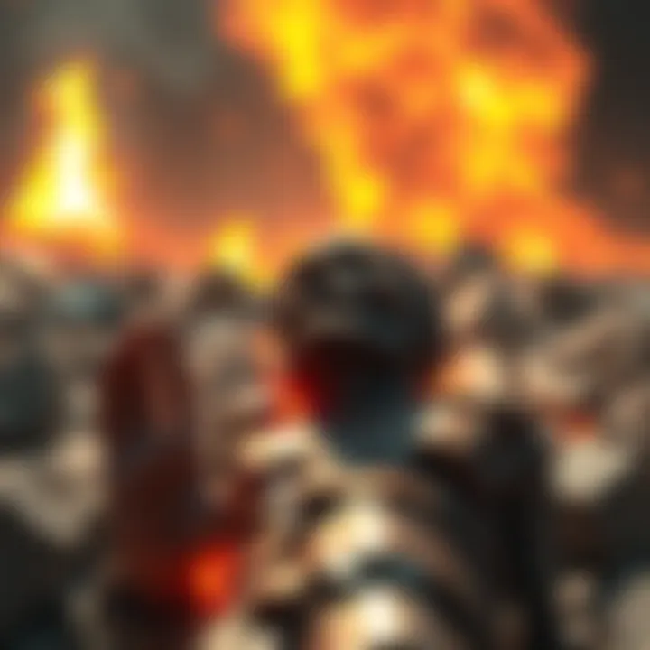 Recreation of Pompeii Victim An AI-generated image showing the last moments of a Pompeii victim during the eruption of Mount Vesuvius, depicting the chaos and destruction around them.
