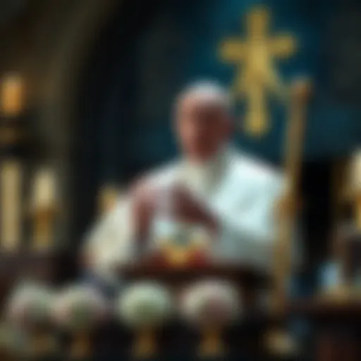 Pope discussing Freemasonry connections during a speech, surrounded by religious symbols.
