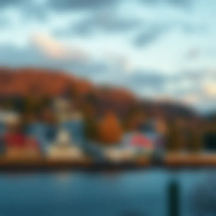 A small community in Port Protection with houses surrounded by trees and water, showcasing the rugged terrain and cold climate.