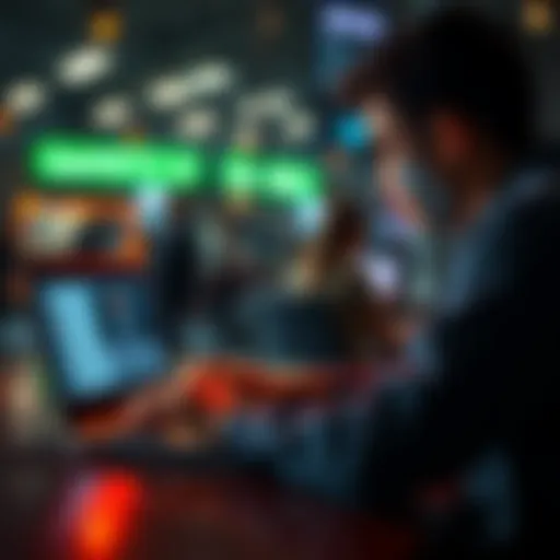 A person reading positive comments on a forum about safety on a laptop