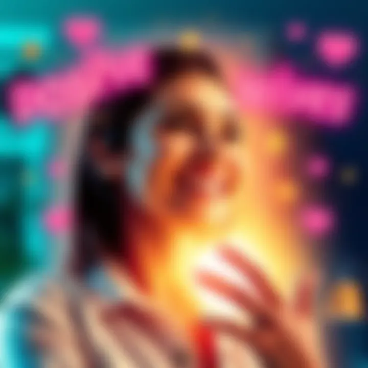 A bright graphic showcasing a person smiling and receiving good news, surrounded by uplifting messages and symbols of positivity.