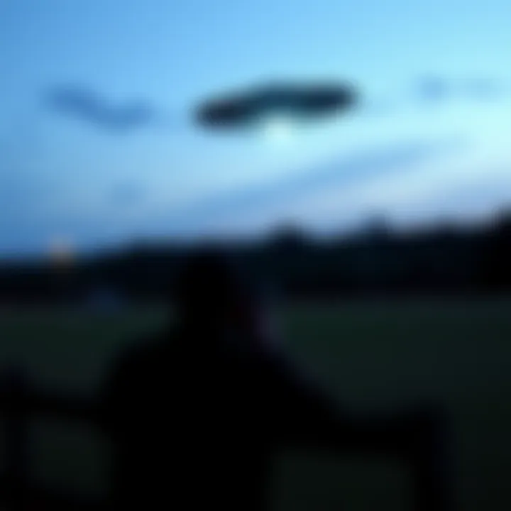 Possible Alien Encounter in Virginia Video still showing a UFO in the sky over Andersonville, Virginia, with a concerned father filming from a distance.
