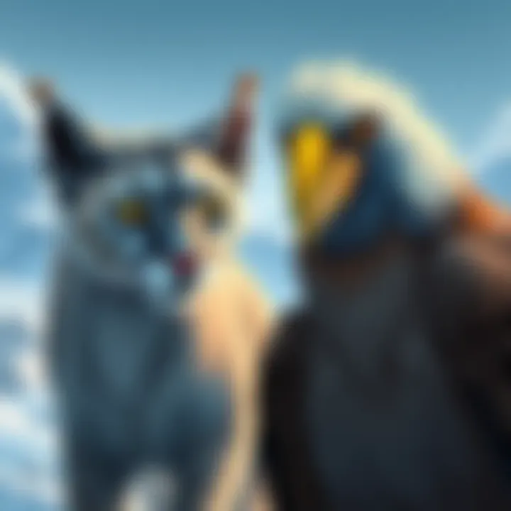 Illustration showing a puma and a terror bird in an Antarctic setting, highlighting their potential as apex predators.
