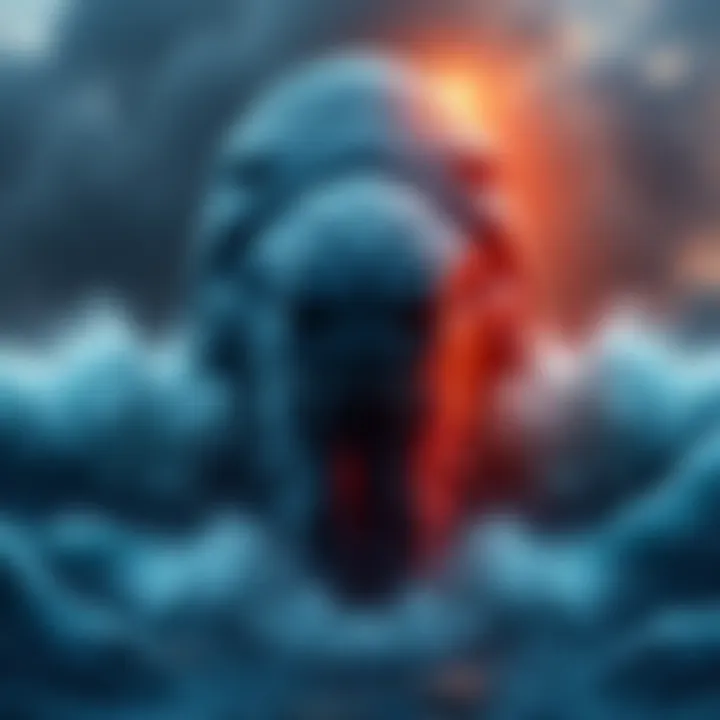 An intriguing depiction that some believe resembles Leviathan, showcasing a large, creature-like face with waves in the background.