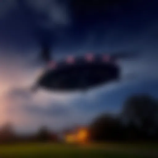 Video still showing a slow-moving object in the night sky over Hertfordshire, UK.