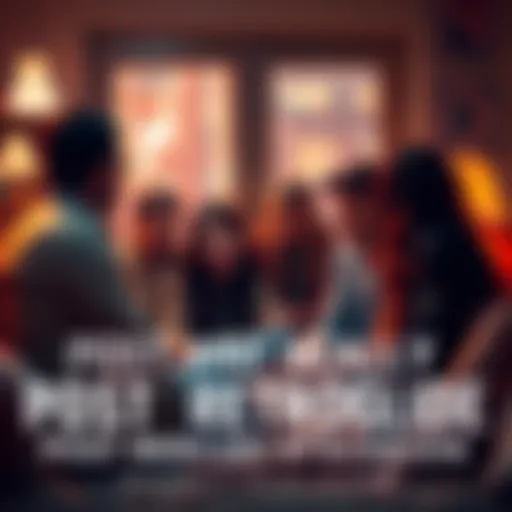 A group of people discussing their experiences after Mercury Retrograde, showing mixed emotions of chaos and healing, with some people comforting each other in a cozy setting.