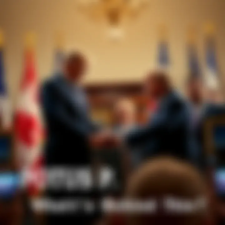 Former Honduran president receiving a presidential pardon from Trump, surrounded by flags and reporters