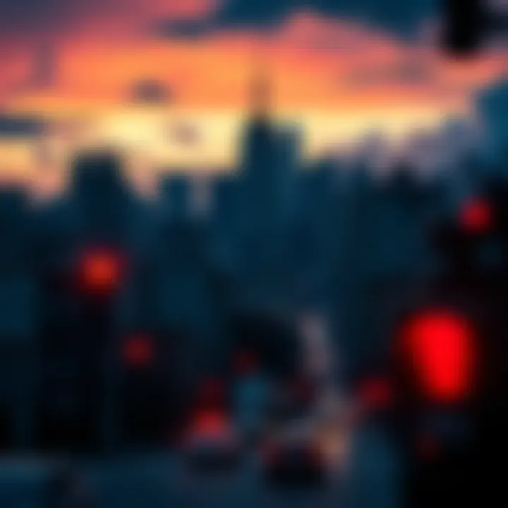A city skyline at dusk with darkened buildings and flashing emergency lights, illustrating recent blackouts and concerns over the power grid.