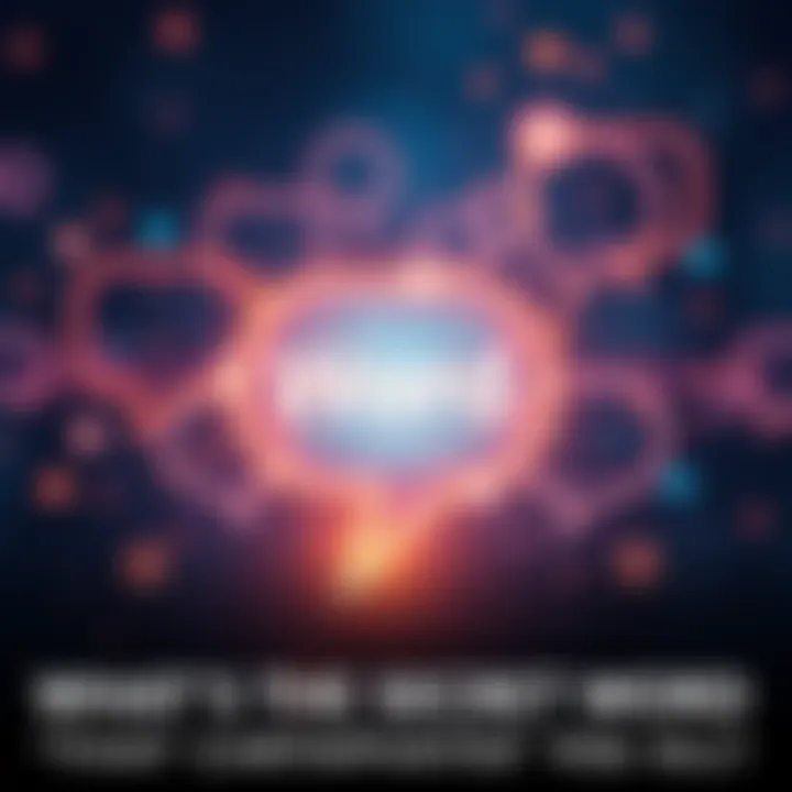 A captivating visual representing the influence of language in human relationships, featuring an abstract depiction of interconnected speech bubbles and a glowing word at the center.