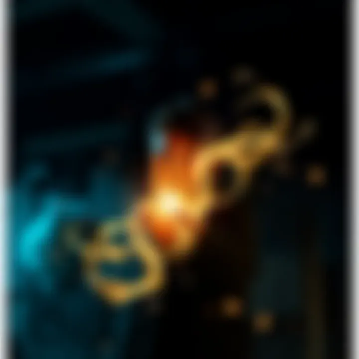 A person casting a bright magical spell with swirling lights around them in a darkened setting.