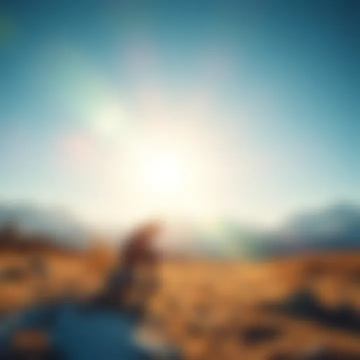 A person practicing Resh under the bright sun in the Yukon wilderness during summer