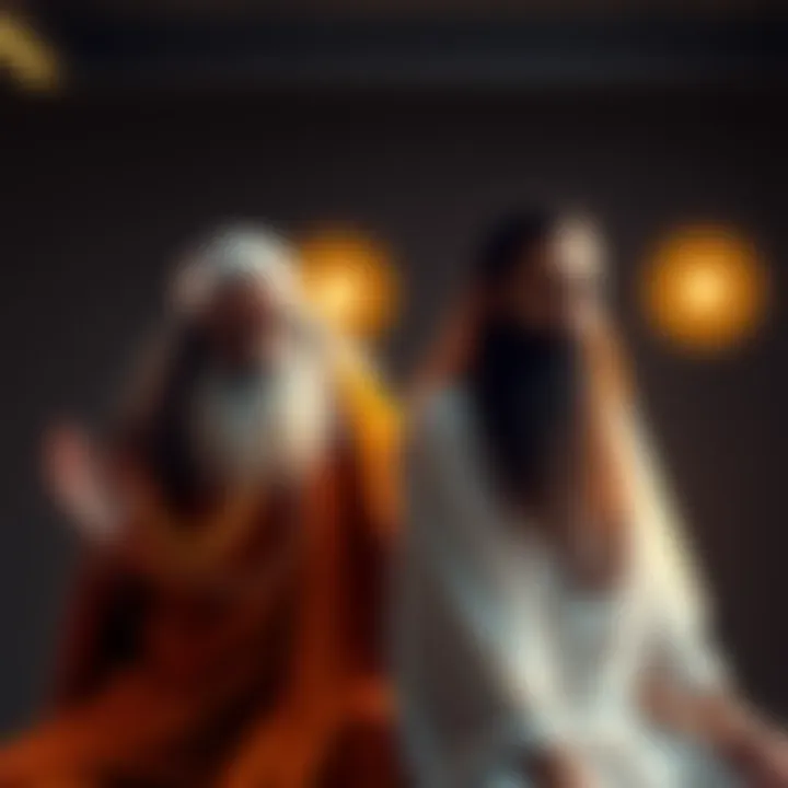 A practitioner demonstrating Sadhguru's kriya on one side and Babaji's kriya on the other, highlighting their unique techniques.