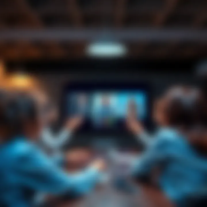 A group of professionals participating in a video call on Zoom, discussing their experiences with online sessions versus distance communication.
