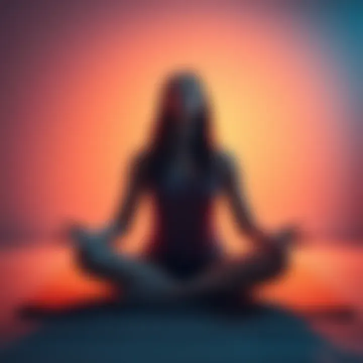 A person sitting cross-legged on a mat, hands resting on their knees, eyes closed, practicing self-reiki for healing while feeling unwell.