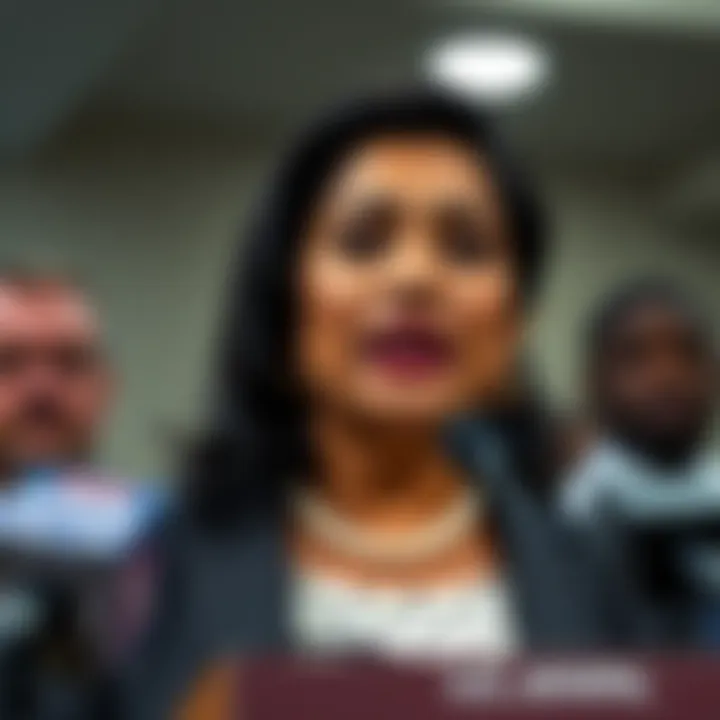 Congresswoman Pramila Jayapal at a press conference Congresswoman Pramila Jayapal speaks during a press conference, addressing concerns about U.S. arms policy and genocide