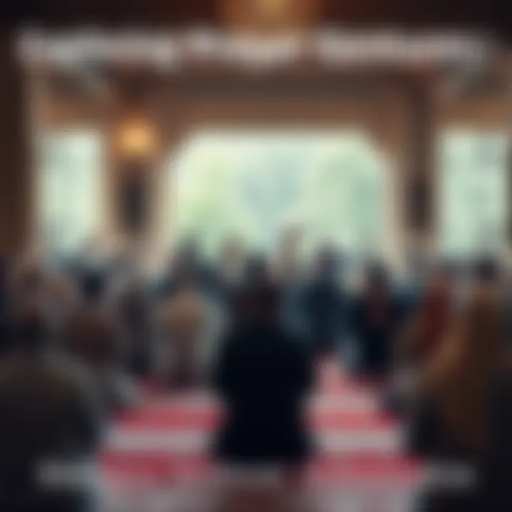 People practicing various prayer gestures in a serene setting, highlighting respect and individuality in spirituality.