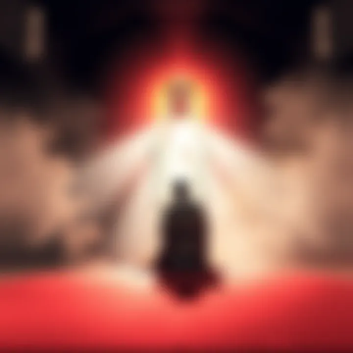 A person kneeling with hands in prayer, surrounded by soft light and a peaceful atmosphere, symbolizing hope and spiritual connection.