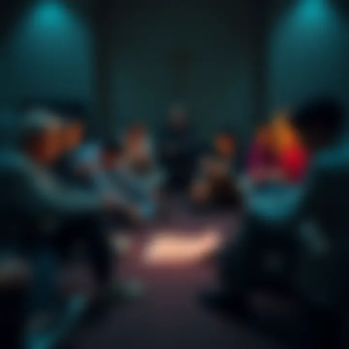 People gathered in a circle for prayer, with a focus on a document on the floor, symbolizing a connection to Jeffrey Epstein.
