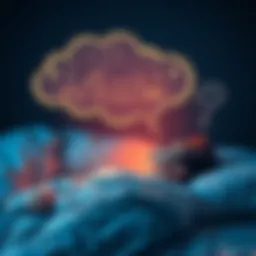A person lying in bed, eyes closed and dreaming, with a thought bubble showing outlines of future events such as a city skyline, a clock, and question marks, symbolizing the essence of precognition in...