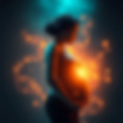 A pregnant woman surrounded by a gentle light, symbolizing the concept of soul reincarnation during pregnancy.