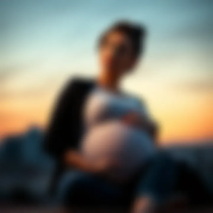 A woman sits alone, looking pensive while holding her belly, reflecting on unexpected pregnancy after a short romance.