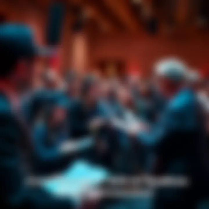 A group of journalists at a press conference, eagerly taking notes and asking questions about a recent disclosure.