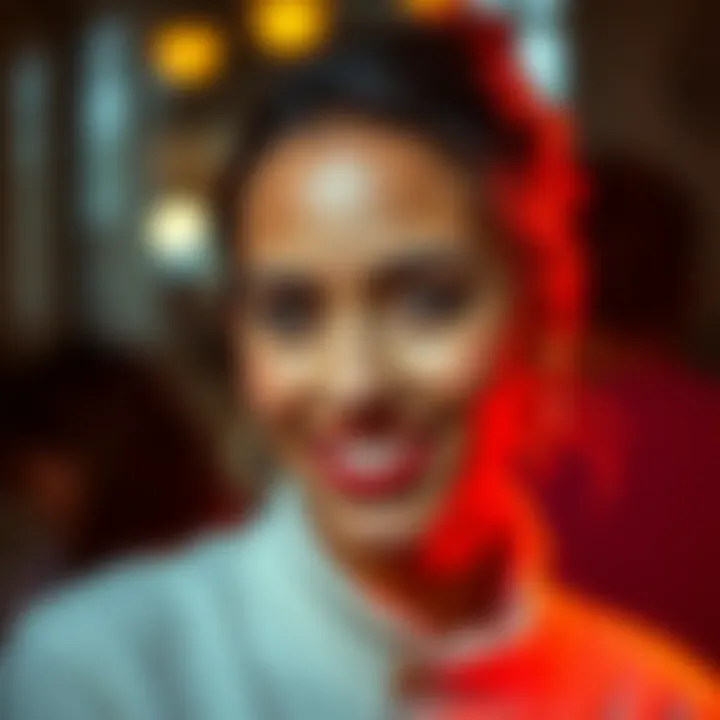 Beautiful person smiling A confident person with striking features smiling warmly, representing the concept of pretty privilege.